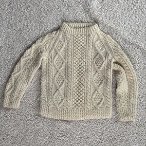 Vintage Cable Knit 100% wool Cream Sweater
